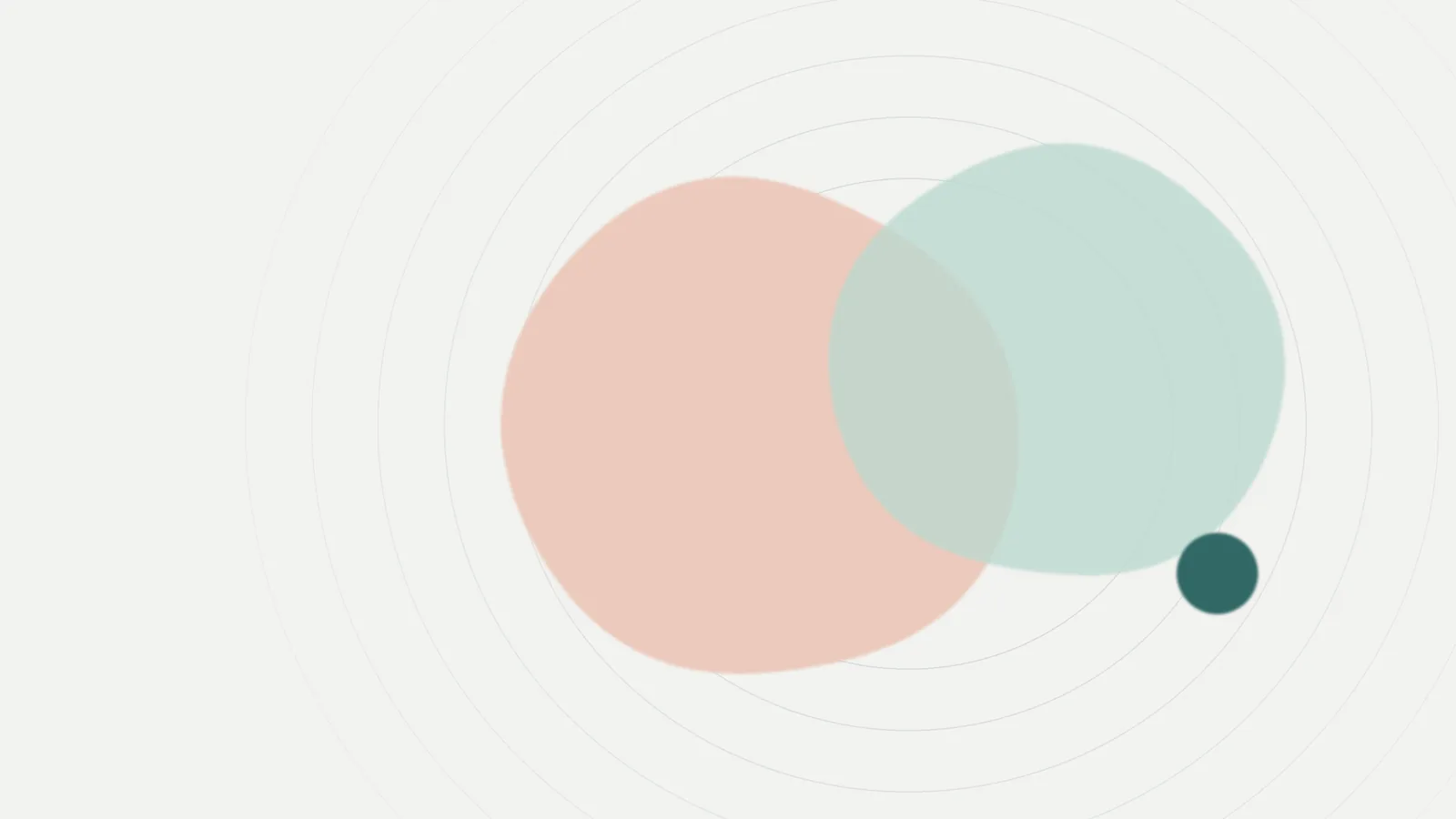 Two overlapping soft shapes in blush and sea-glass tones on a pale paper background, with fine contour rings